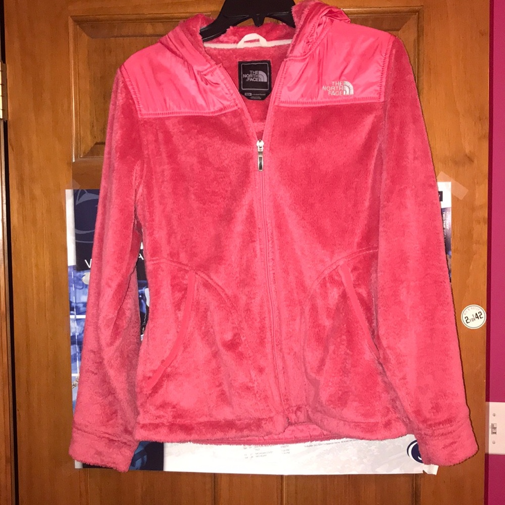 Hot pink women’s north face hooded jacket